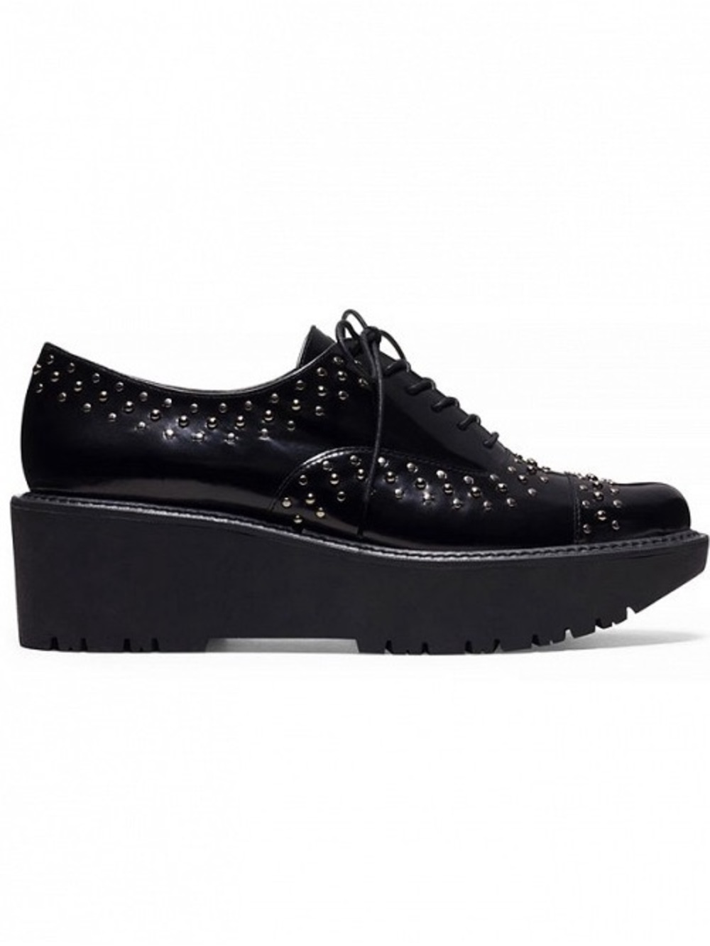 Stuart Weitzman Sz 7.5 Zealous Platform Oxford Black Patent Leather Shoes